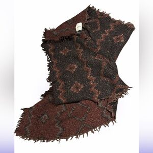 Wilfred Diamond Mosaic wool burgundy grey Reversible Blanket Scarf